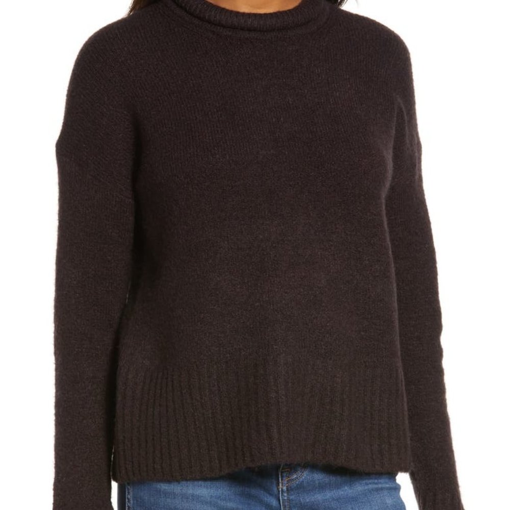 Madewell Rollneck Pullover Sweater - Heather Raisin - Size Small - NWT - Picture 3 of 11